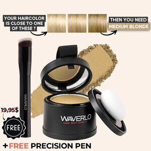 Waverlo Magic Root Cover Up, Medium Blonde, with Brush